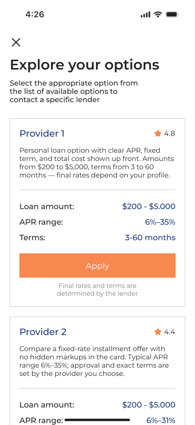 FinVo: Same Day Cash Loans - compare offers side by side